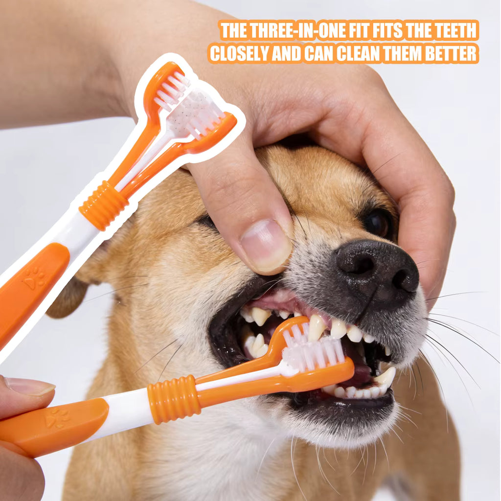 360° Triple-Sided Dog Toothbrush — Complete Dental Care | MyPupBuddy